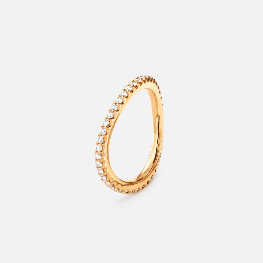 Love Bands Ring Curved in Yellow Gold with Diamonds  |  Ole Lynggaard 