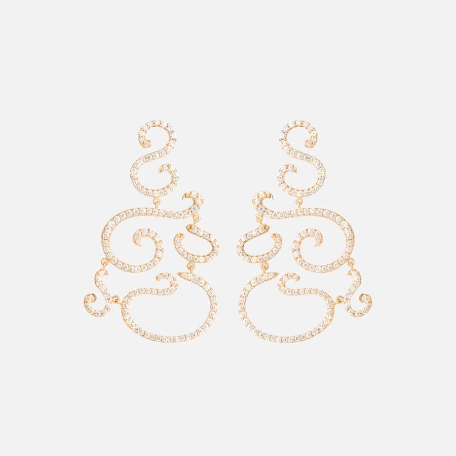 Love Bands Chandelier Earrings in 18 Karat Gold with Diamonds  |  Ole Lynggaard 