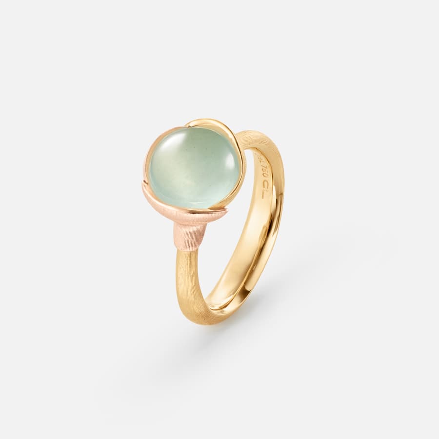 Lotus Ring size 1 in Yellow and Rose Gold  with Aquamarine  |  Ole Lynggaard