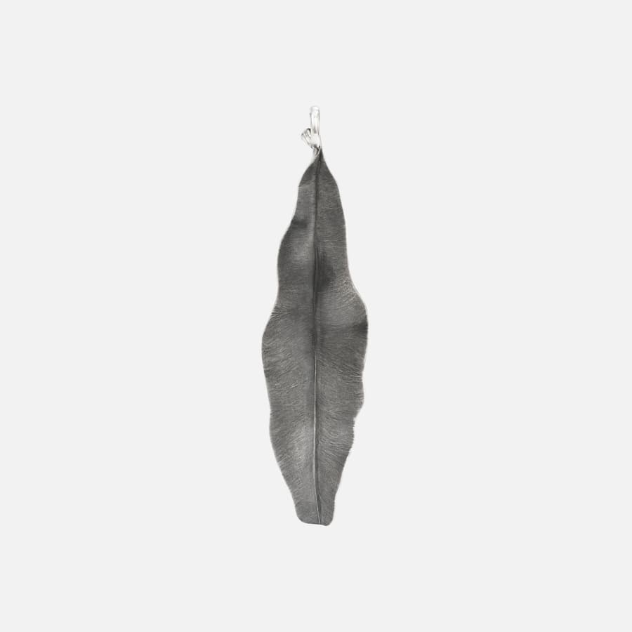 Leaves Collection 7 cm Pendant in Oxidized Sterling Silver   |  Ole Lynggaard 
