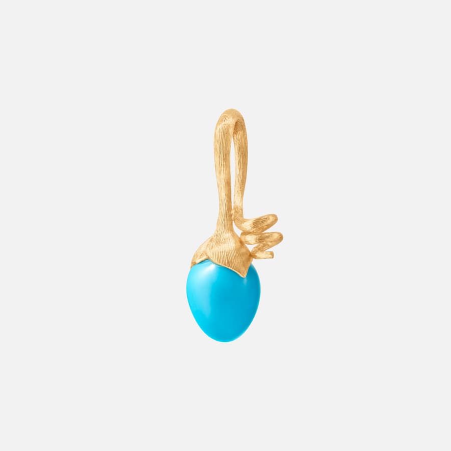 Lotus Sprout Pendant in 18 Karat Yellow Gold and Turquoise  |  Ole Lynggaard