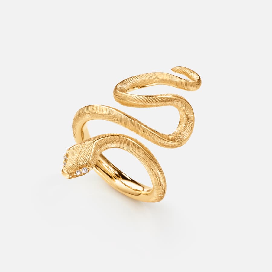 Snakes Ring Medium in Gold with Diamonds  |  Ole Lynggaard 