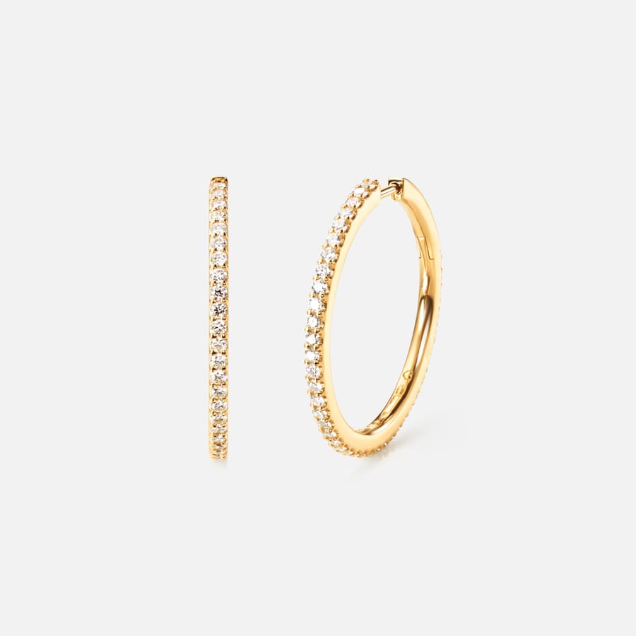 Love Bands Creol Earrings Large in Yellow Gold with Diamonds  |  Ole Lynggaard 