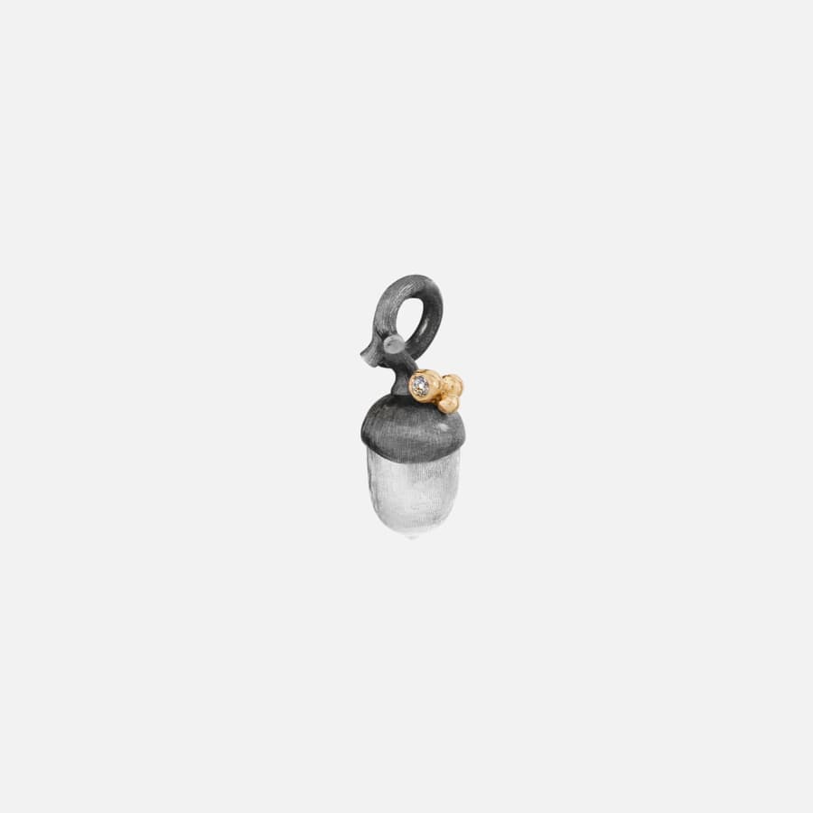 Acorn Pendant Small in Sterling Silver with Diamond  |  Ole Lynggaard 