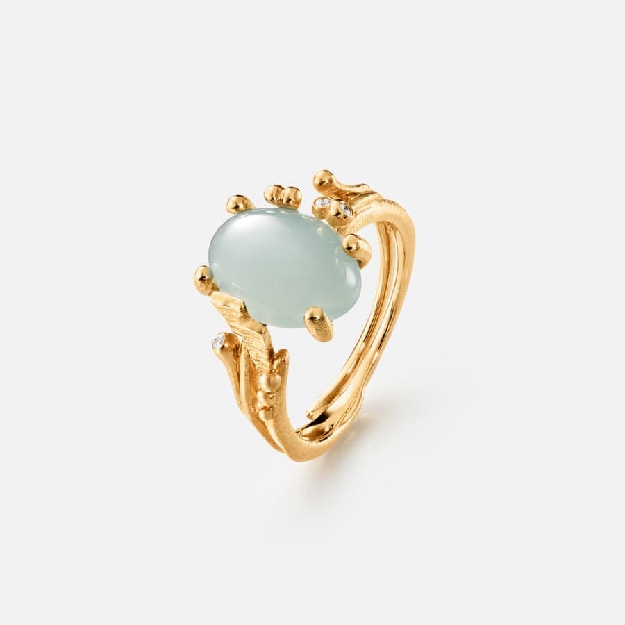 BoHo Ring Small in Gold with Aquamarine and Diamonds | Ole Lynggaard
