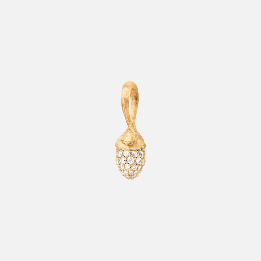 Lotus Sprout Pendant Mini in 18 Karat Yellow Gold and Diamonds  |  Ole Lynggaard 
