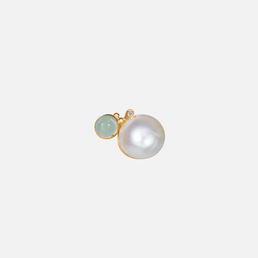 BoHo Pearl Stud Earring in Gold with Aquamarine and Diamonds | Ole Lynggaard	