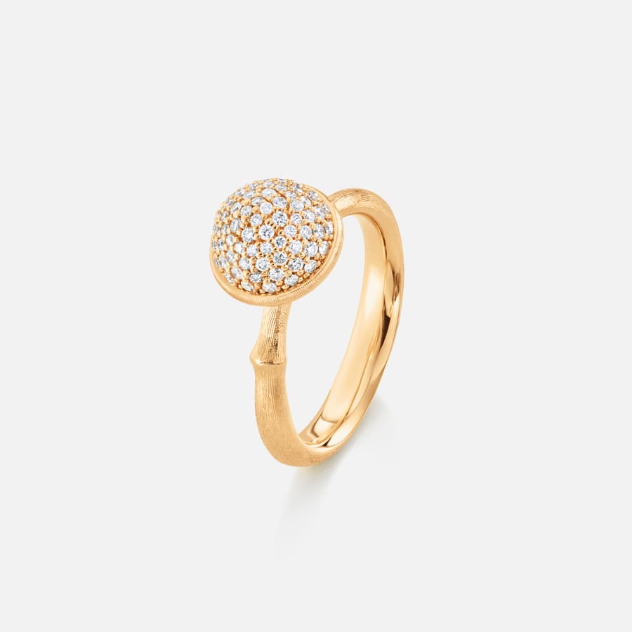 Lotus Ring Medium in 18 Karat Yellow Gold with Diamonds  |  Ole Lynggaard