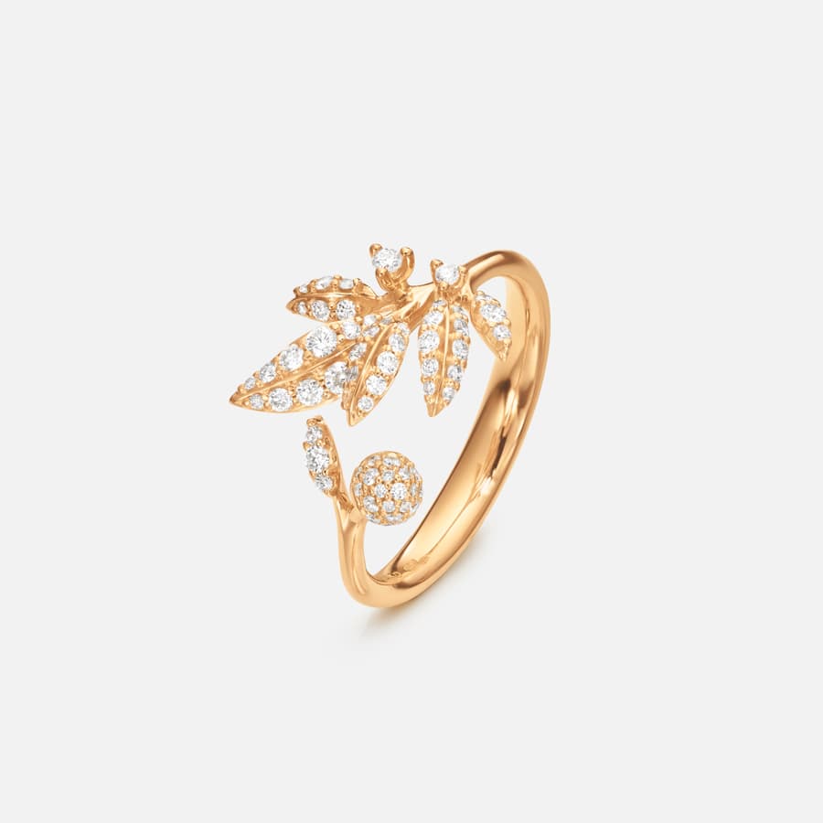 Winter Frost Ring Small in Yellow Gold with Diamonds  |  Ole Lynggaard