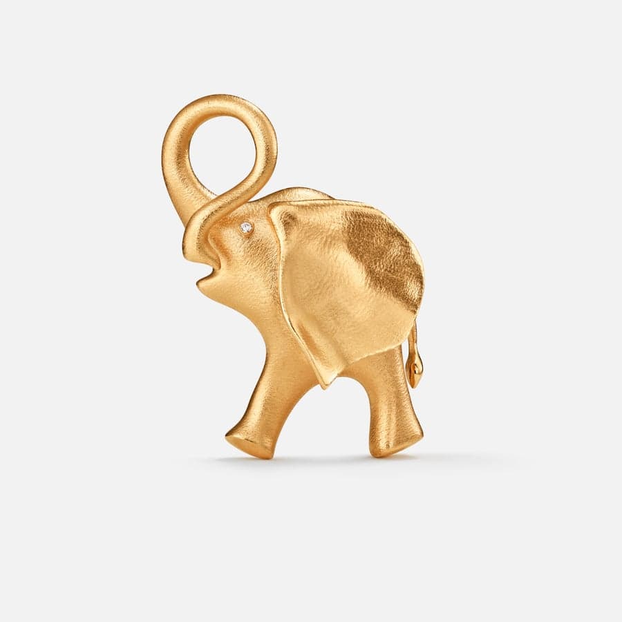 Elephant Brooch in 18 Karat Yellow Gold and Diamond |  Ole Lynggaard 
