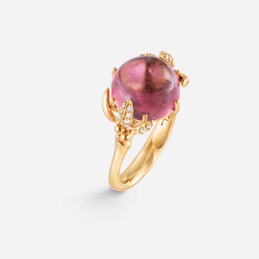 Winter Frost Ring in 18k Gold with Cerise Tourmaline and Diamonds | Ole Lynggaard 