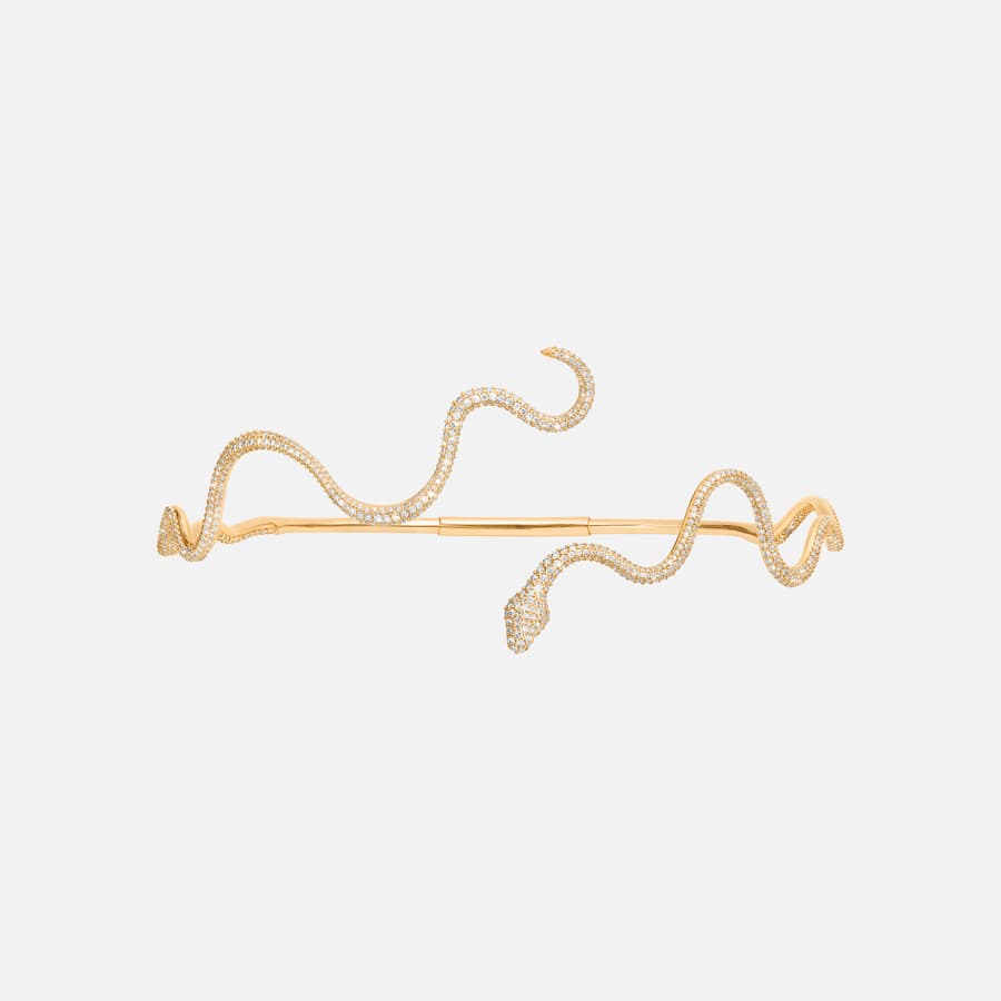 Snakes Neck Bangle in Yellow Gold with Pavé-set Diamonds  |  Ole Lynggaard Copenhagen 