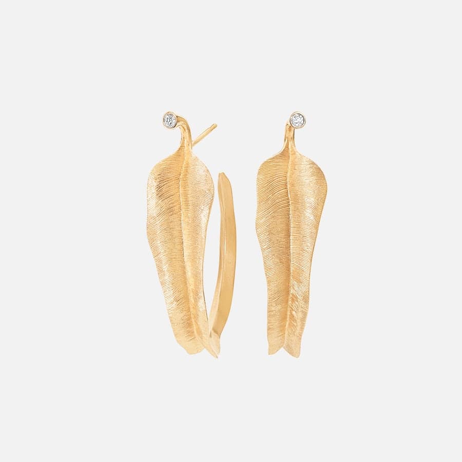 Leaves Collection Creol Earrings in 18 karat Yellow Gold and Diamonds   |  Ole Lynggaard