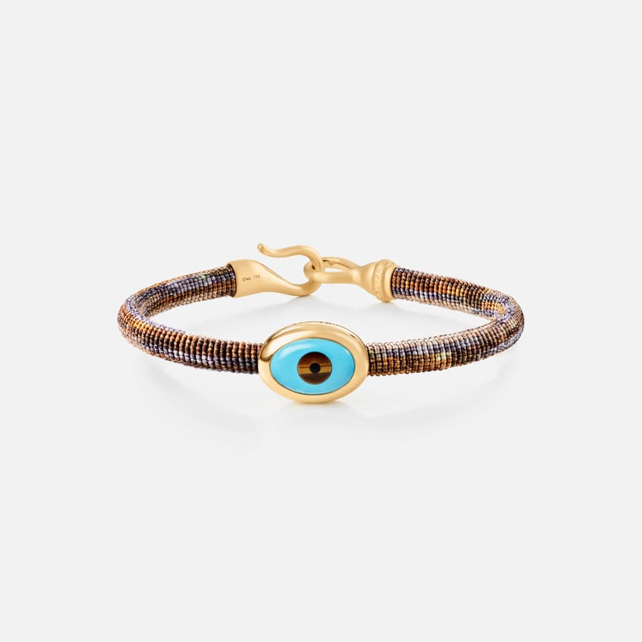 Life Velvet Bracelet with 18 Karat Gold & Evil Eye Charm  |  Ole Lynggaard