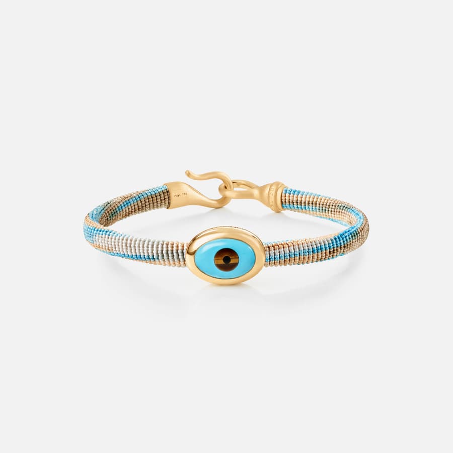 Life Cornflower Bracelet with 18 Karat Gold & Evil Eye Charm  |  Ole Lynggaard