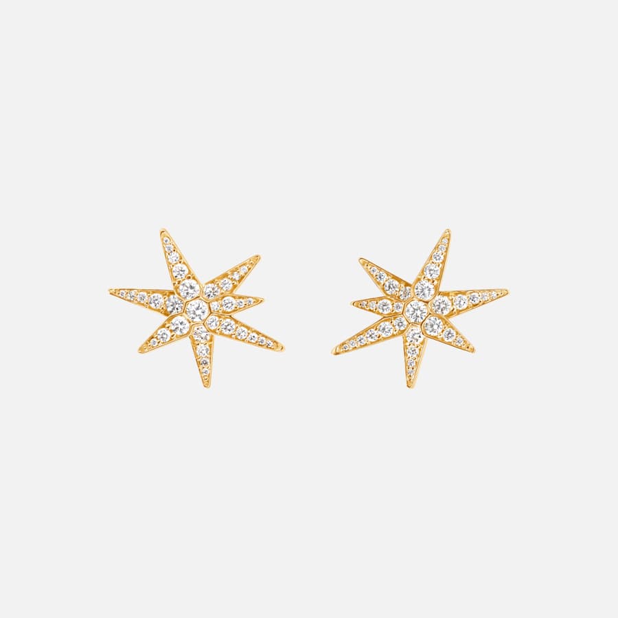 Funky Stars earrings medium in 18 karat gold and diamonds | Ole Lynggaard 