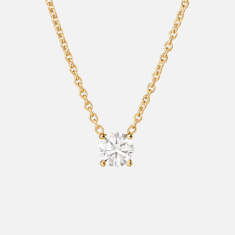 Solitaire Necklace in Yellow Gold with Brilliant Cut Diamond | Ole Lynggaard