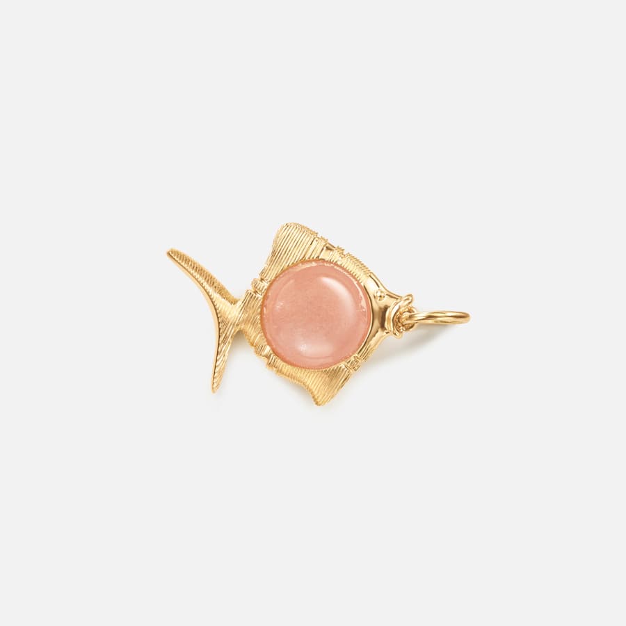 Young Fish pendant in yellow gold with blush moonstone | Ole Lynggaard