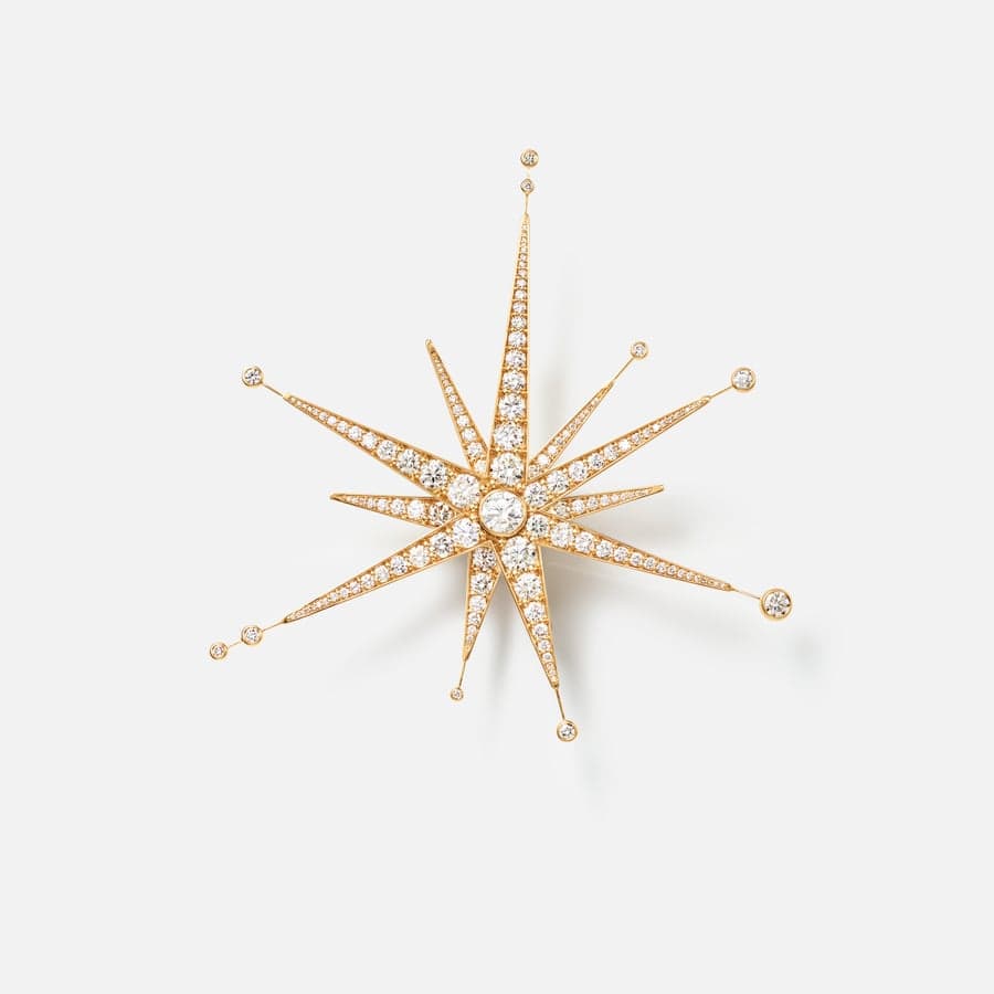 Funky Stars brooch in yellow gold and diamonds | Ole Lynggaard
